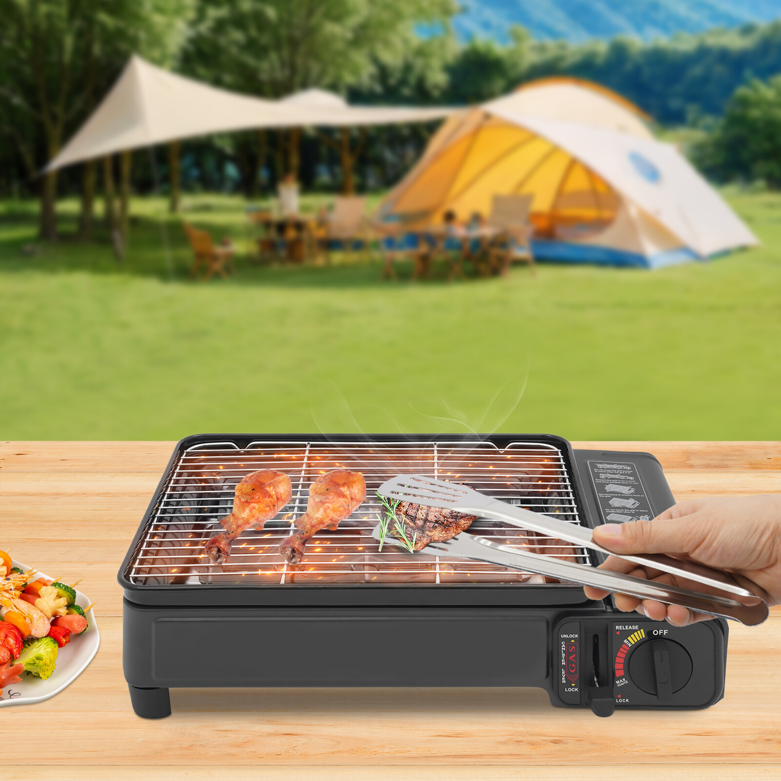 Outdoor Gas Barbecue Stove PortableCamping Gas Stove Tabletop Cooking Stove