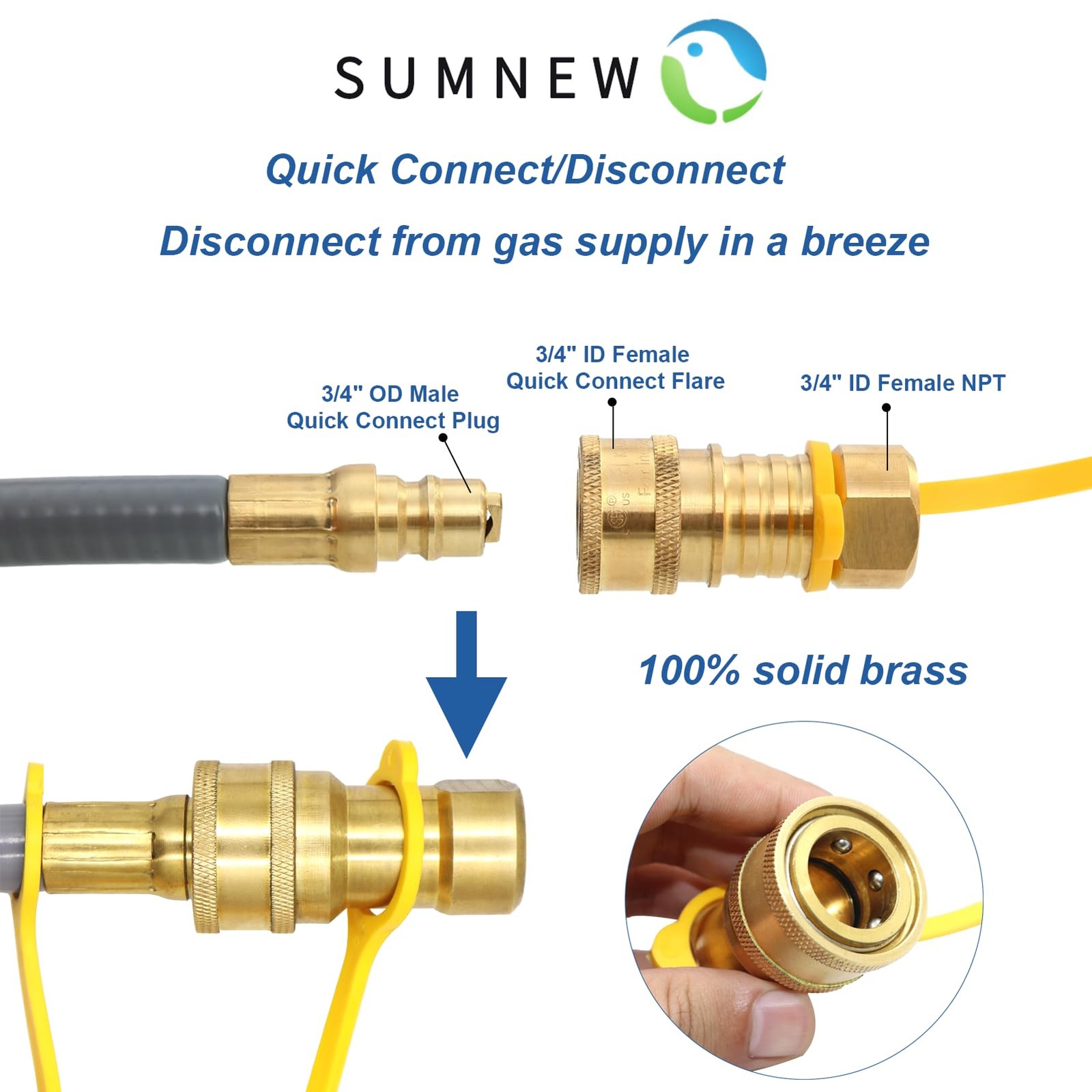 12 Feet 1/2 Inch ID Natural Gas Hose with Quick Disconnect for 12FT, Gray
