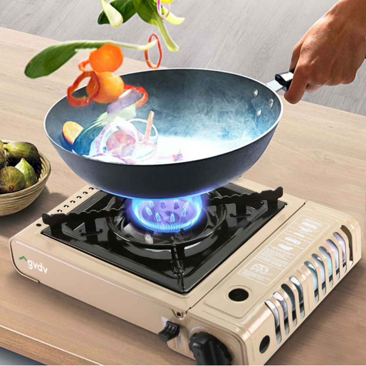 GVDV Portable Camping Stove, 1 Burner Butane Gas Stove w/ Updated Carrying Case