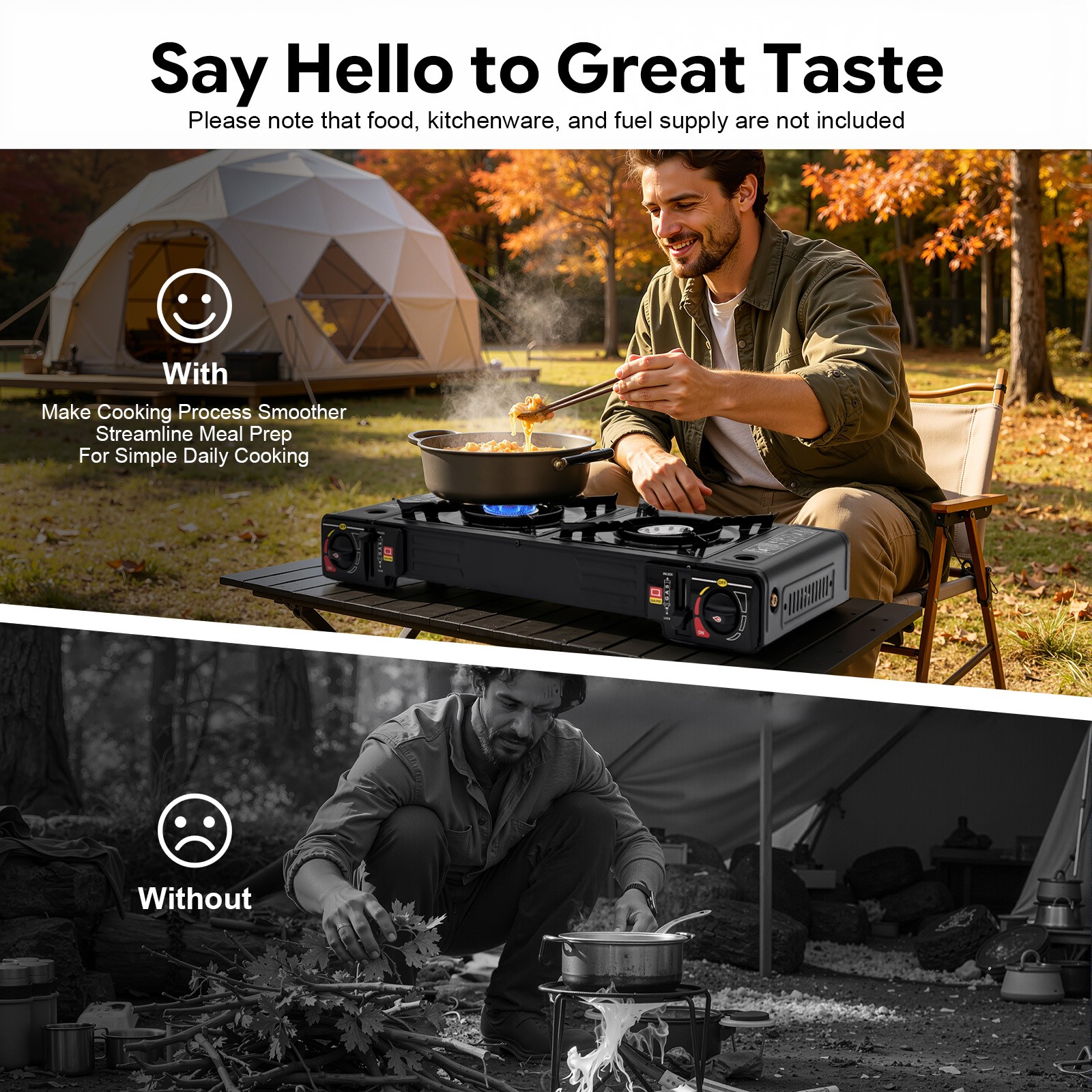 Outdoor Camping Stove 2 Burner Propane Gas Stove Portable with Carry Case