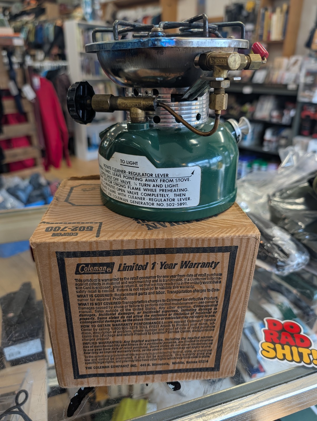 Vintage NOS 1976 Coleman 502 Camping Sportster Green Stove One Burner W/box
