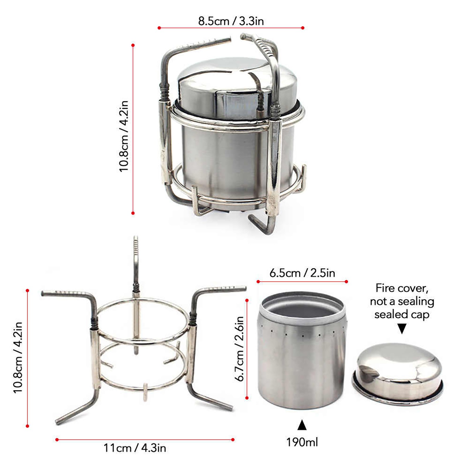 Mini Outdoor Camping Hiking Picnic Liquid Alcohol Stainless Steel Stove