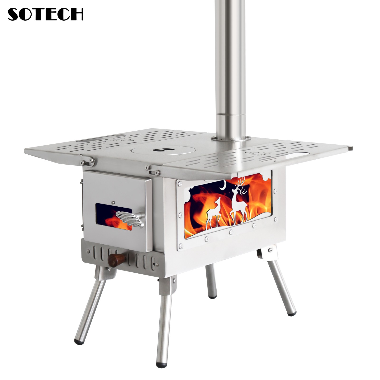SOTECH Stainless Steel Wood Stove Portable Camp Fire Heater Grill Camping Hiking