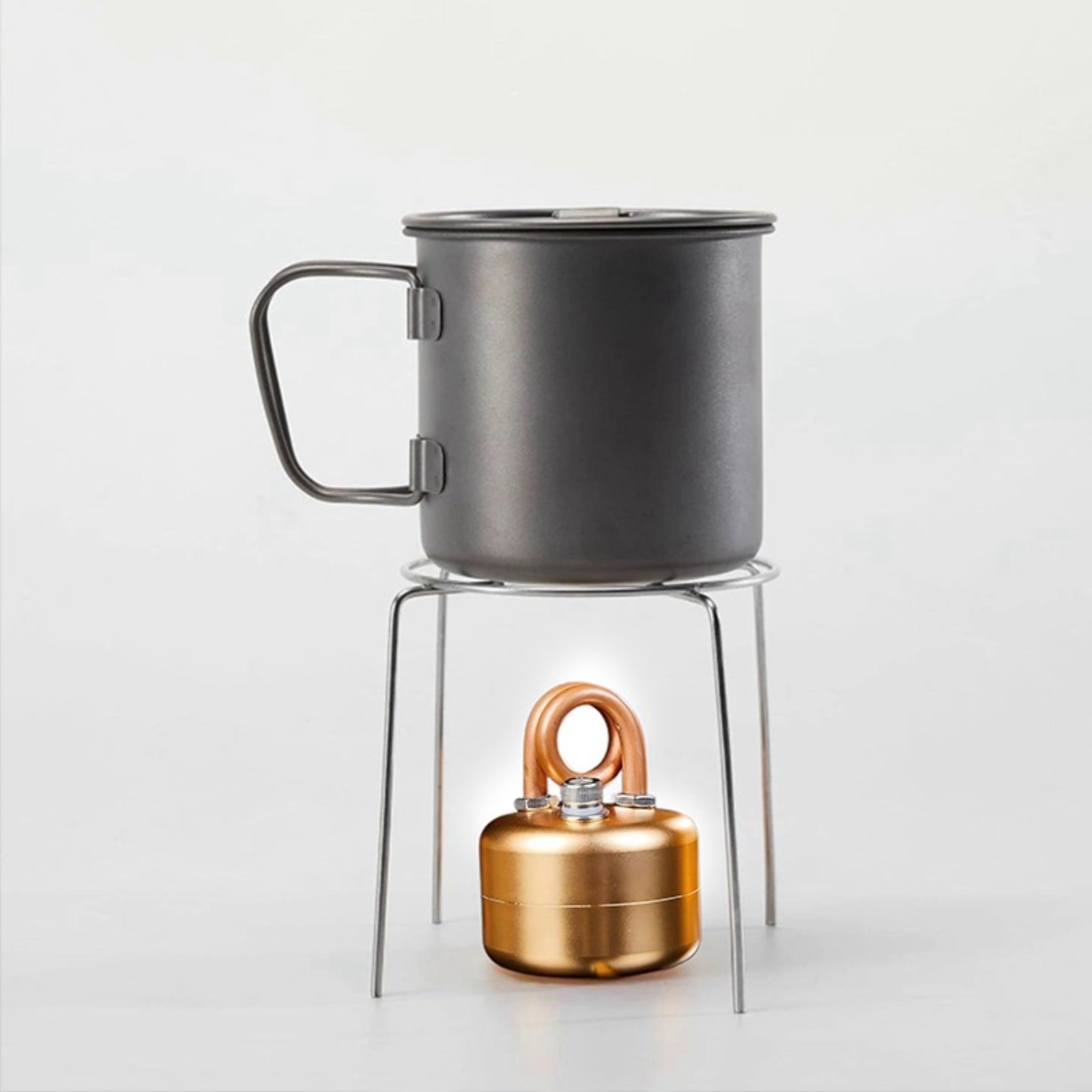 Mini Alcohol Camping Stove Lightweight Brass & Aluminum Spirit Burner with Stand