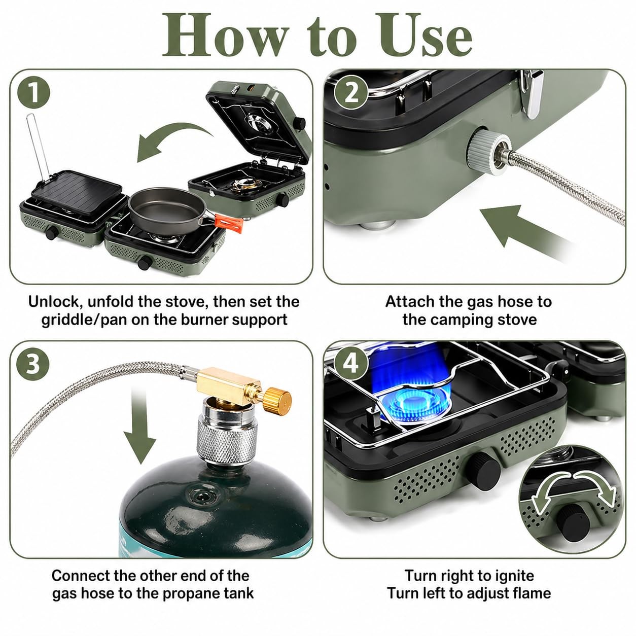Camping Stove,2 Burner Propane Camping Stove,Dual Griddles,30,000 BTU Portabl…