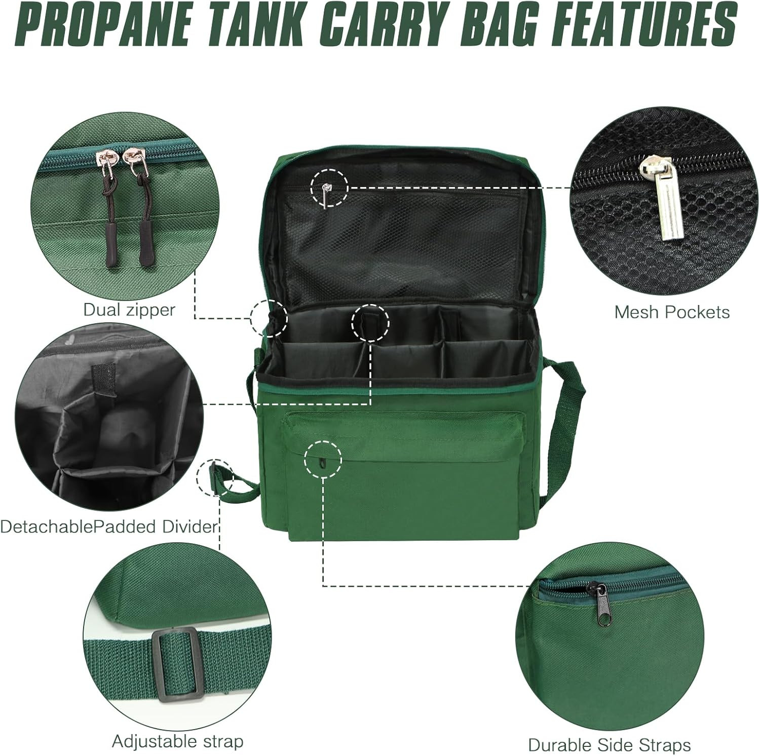 Upgraded 1LB Propane Tank Storage Bag Holds 6 Pcs Gas Tank 16 OZ, Portable Refil
