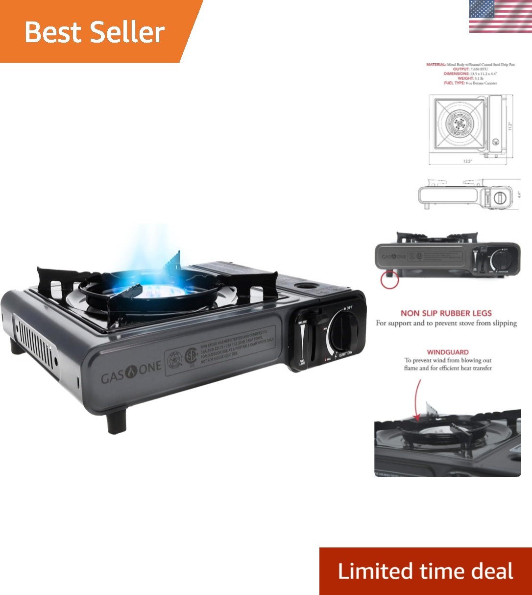 Automatic Ignition Butane Camping Stove – High Output & Carrying Case Included