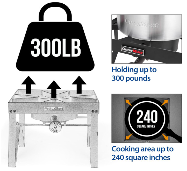Heavy Duty Outdoor Propane Burner Stove w/ 10 PSI Regulator