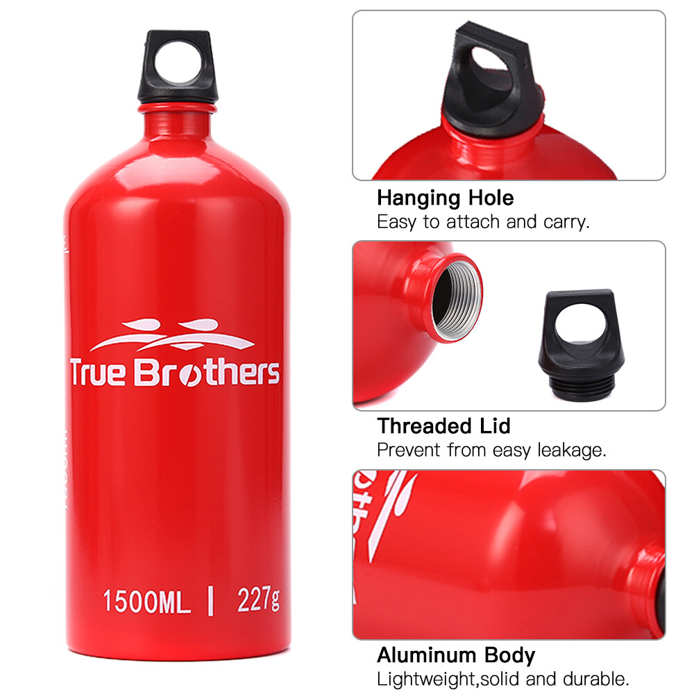 True Brothers 1.5L Gas Oil Fuel Bottle Aluminum Camping Hiking Gas Oil Container