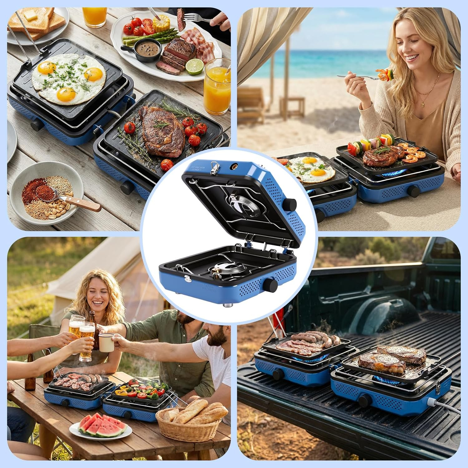 Portable 2-Burner Propane Camping Stove with Carry Bag – 30,000 BTU
