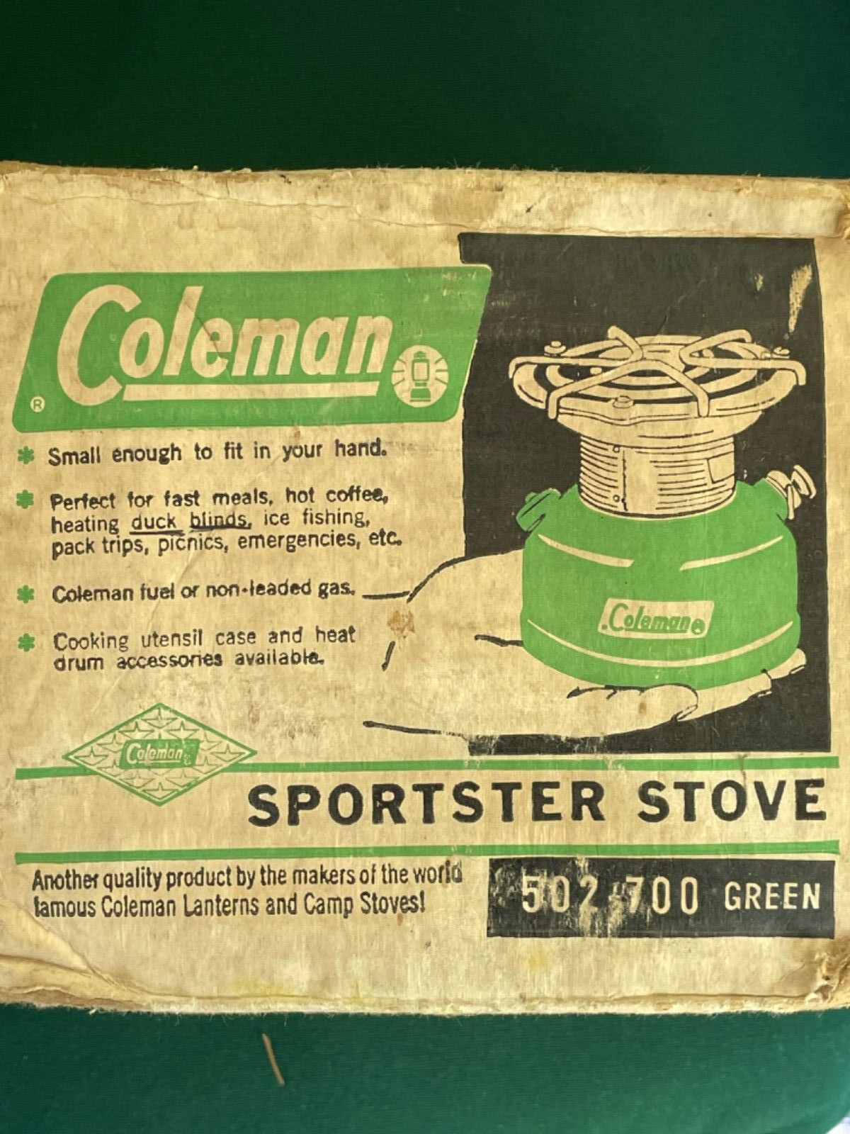 Vintage COLEMAN 502-700 SPORTSTER Portable Camp stove in original box
