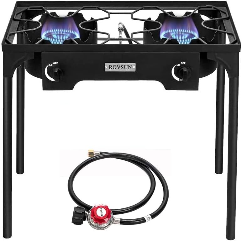 2/3 Burner Outdoor Propane Gas Stove High Pressure Stand Cooker Backyard Cooking