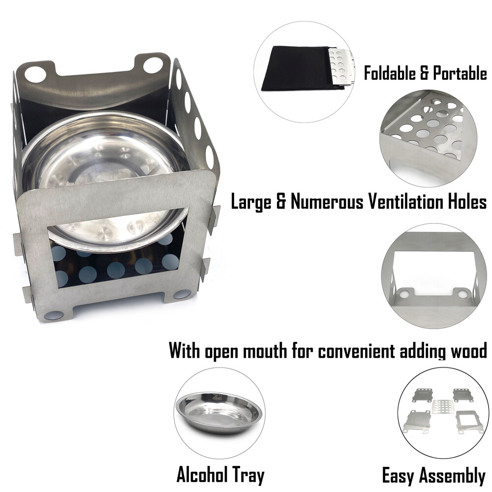 Diret Folding Wood Stove Pocket Alcohol Stove Outdoor Cooking Camping Backpacki