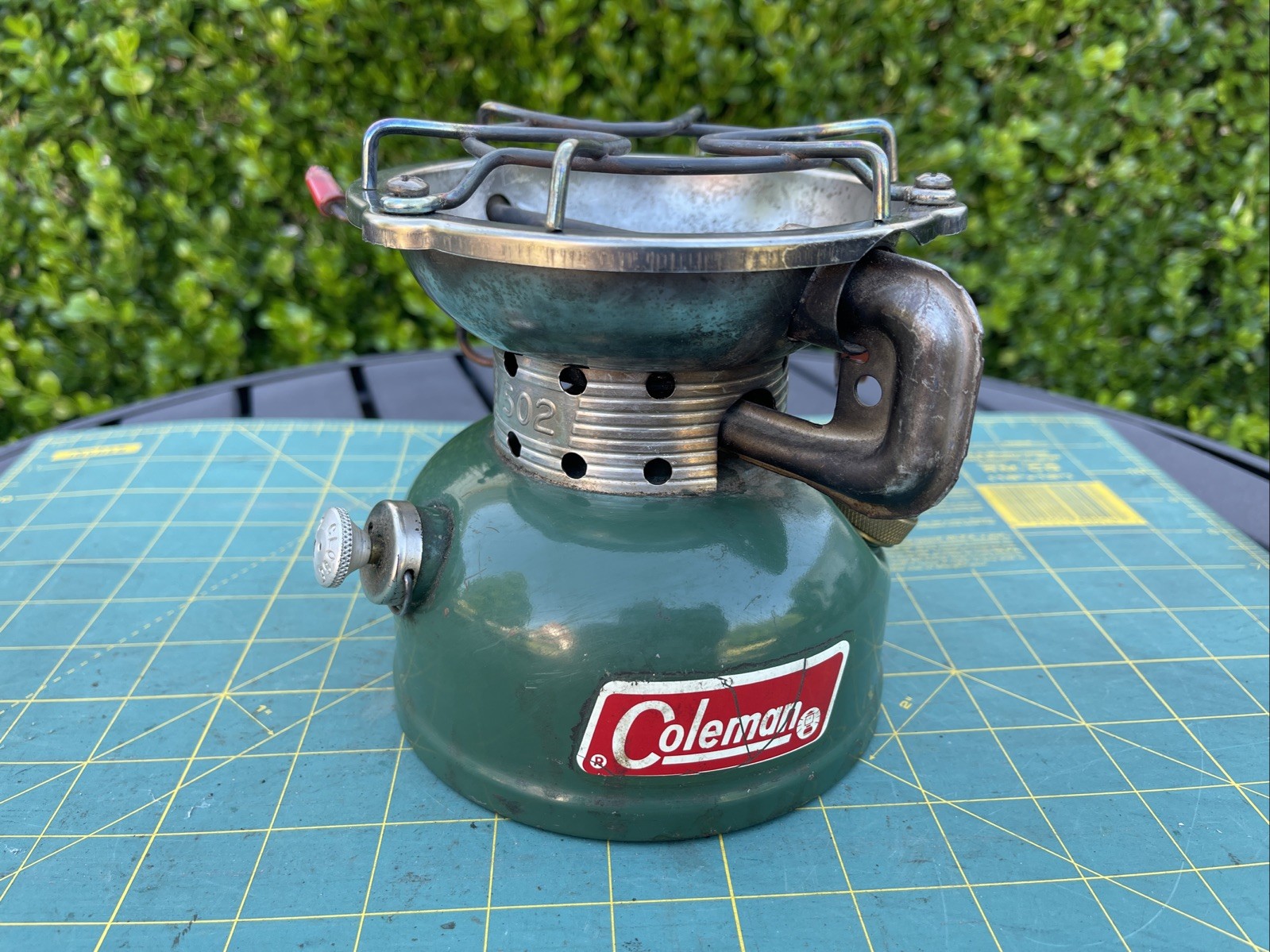 Vintage Coleman 502 Green Single Burner Gas Pocket Camping Stove Tested Works
