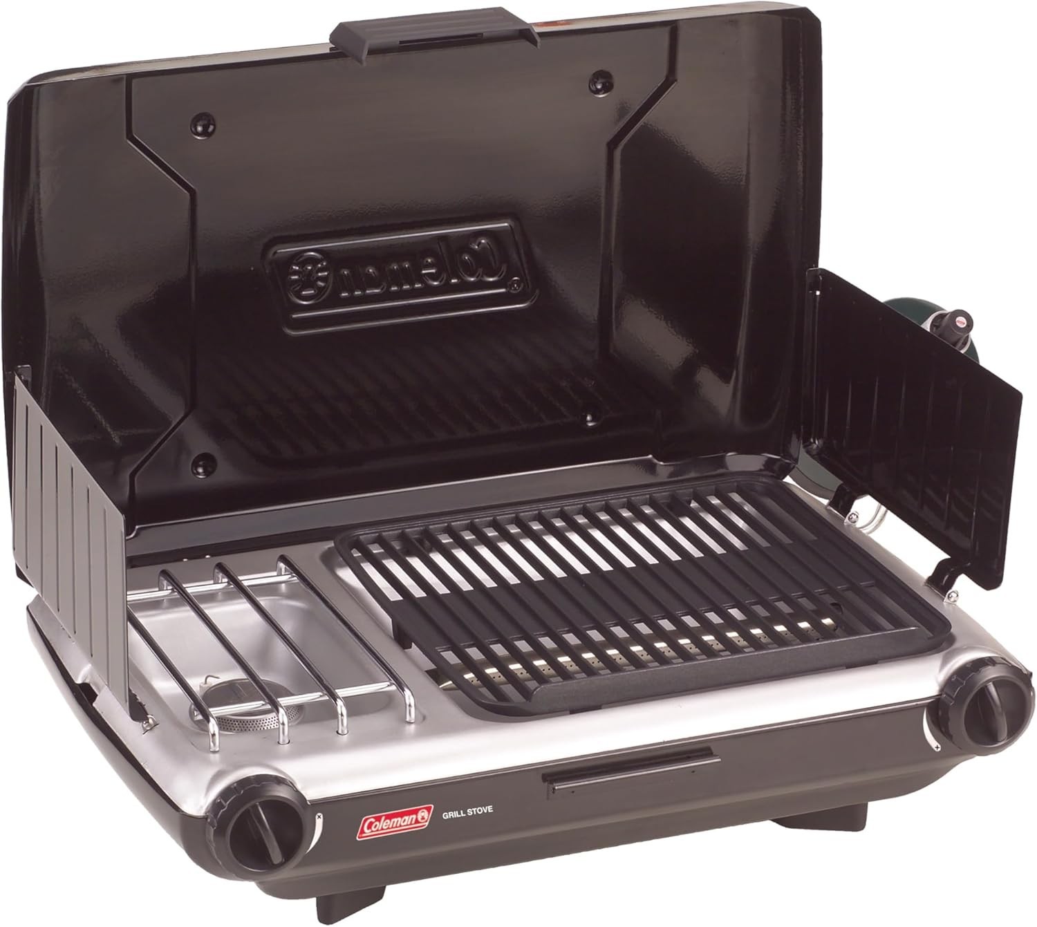 Tabletop 2-In-1 Camping Grill/Stove, 2-Burner Propane Grill & Stove with Adjusta