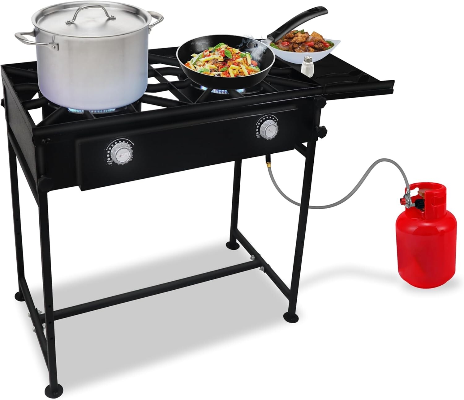 Double Burner Propane Stove – 1,50,000 BTU – with Detachable Legs & Side Shelf