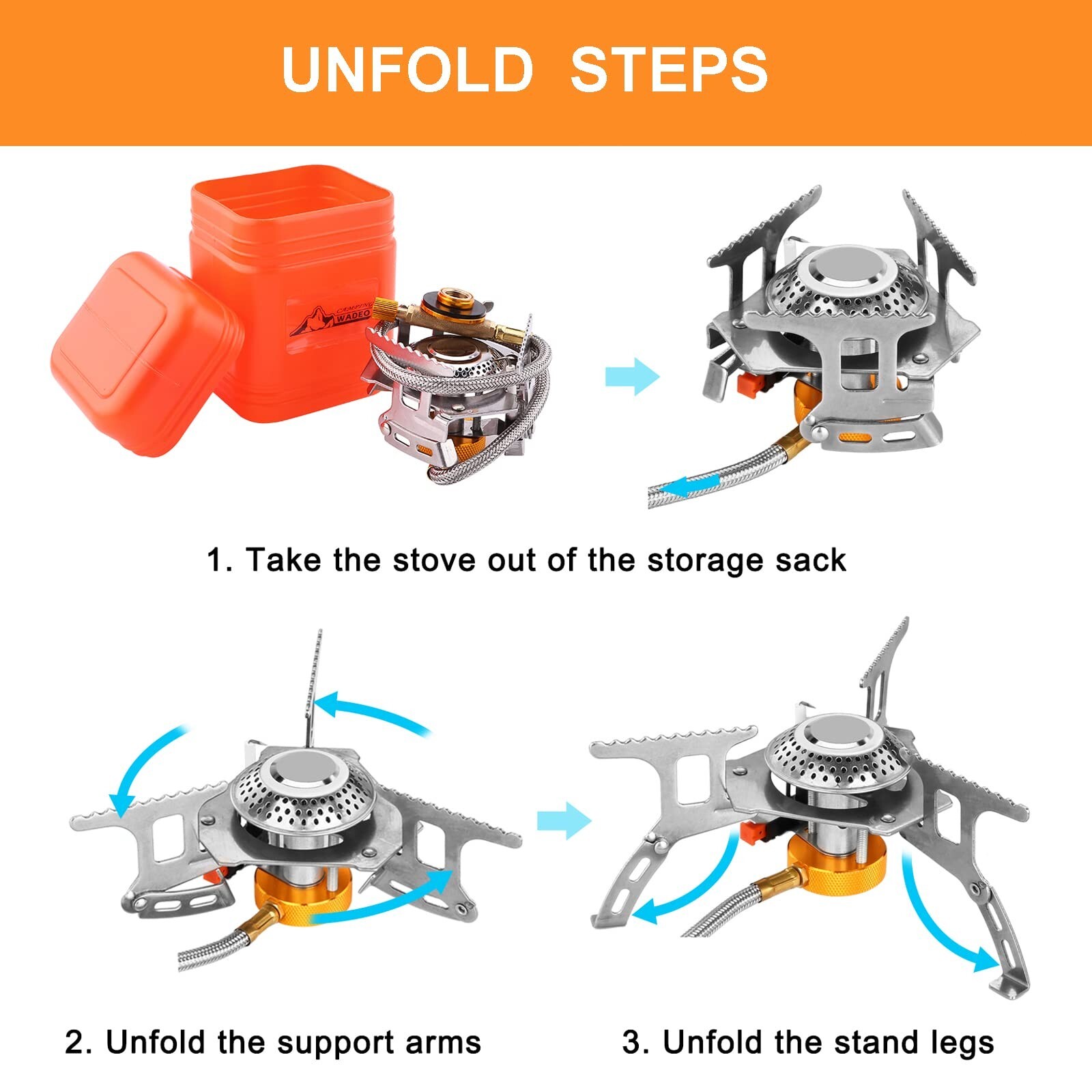 3700W Portable Camping Stove Kit with Accessories for Outdoor Cooking