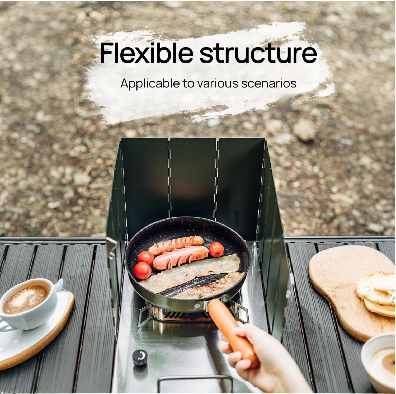 Foldable Camping Stove Windscreen, Green Aluminum Outdoor Windshield Gas Stove L