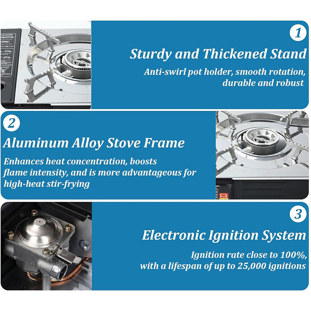 5600W Camping Stove Double Burner Propane&Butane Dual Fuel Brass Cooking Burner