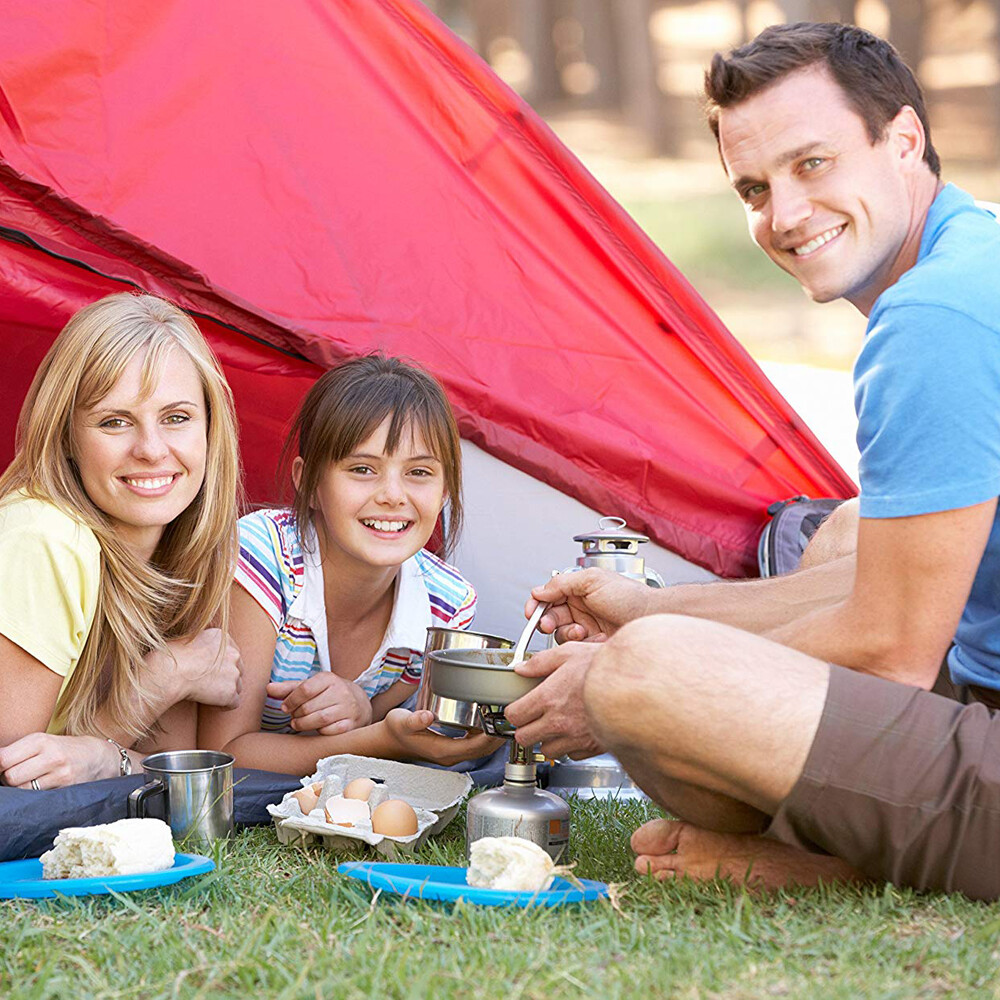 Portable Gas Camping Stove Butane Propane Burner Outdoor Hiking Picnic+Cookware