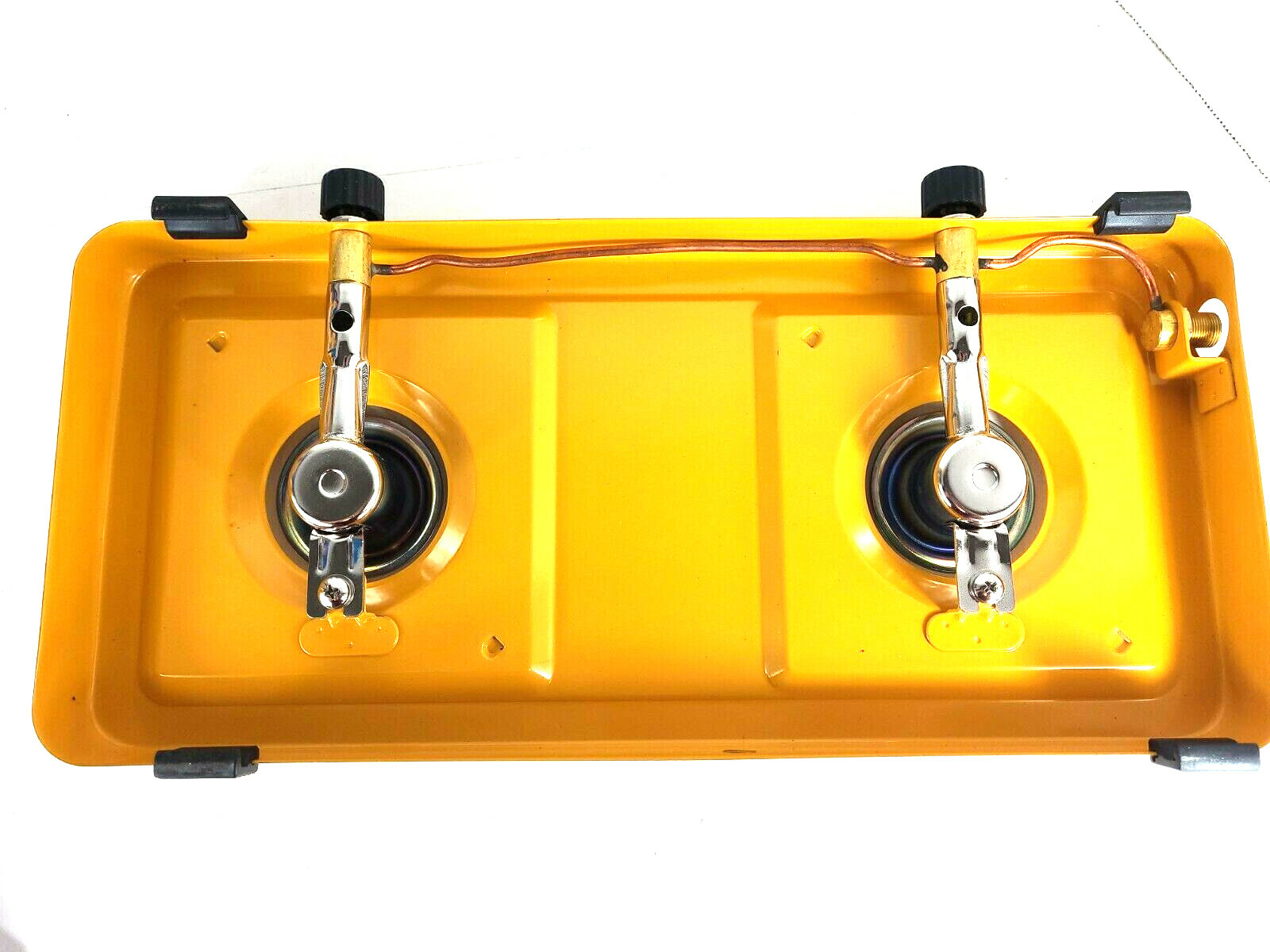Vtg American Camper Low Profile Two Burner Propane Stove 1080B Yellow + BONUS!!