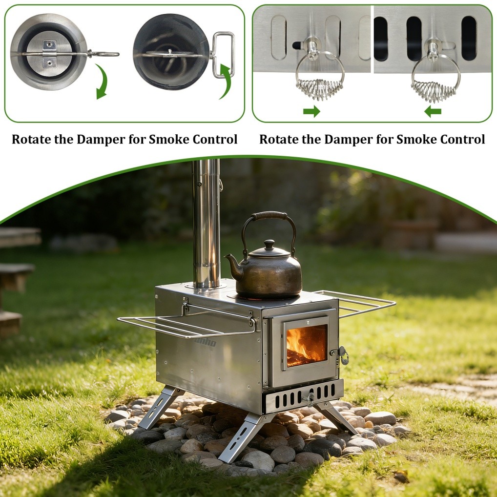 Professional Hot Tent Stove Outdoor Camping Wood Burning Stove Stainless Steel