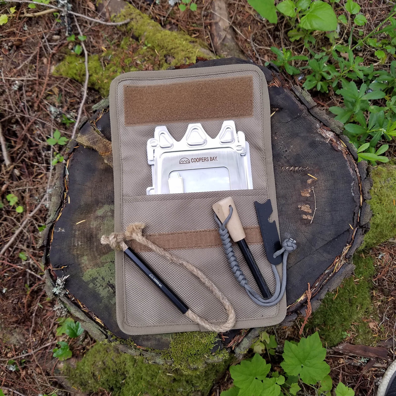 Coopers Bay® Hiker Twig Stove Package – Flat Pack Stove, Ferro Rod & Tinder