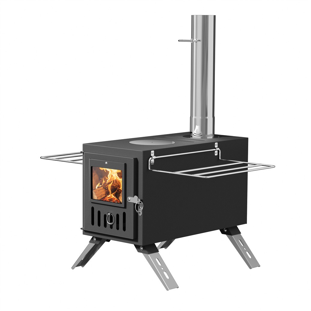 Portable Wood Burning Stove w Pipes Hot Tent Stove for Outdoor Camping & Heating