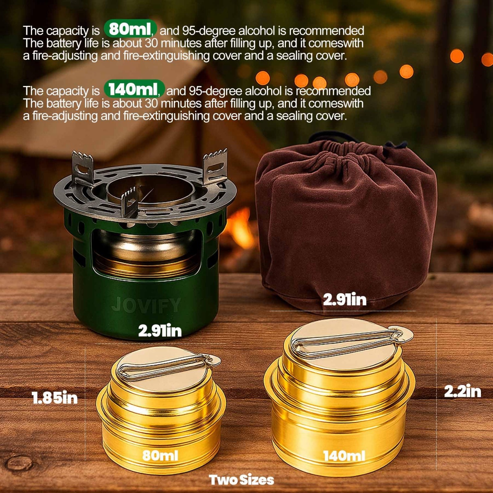 Portable Alcohol Stove – Lightweight Backpacking Burner with Aluminum Stand for