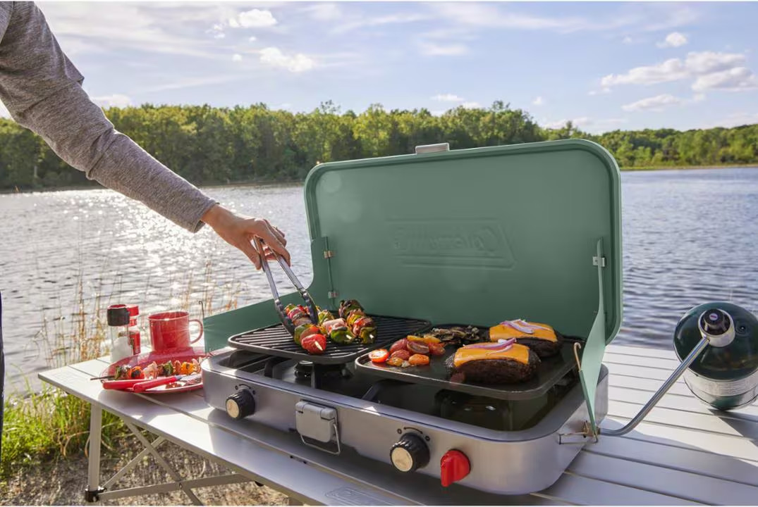 Coleman Cascade 3-in-1 Camp Stove Portable Propane Camping Grill, Hickory Moss
