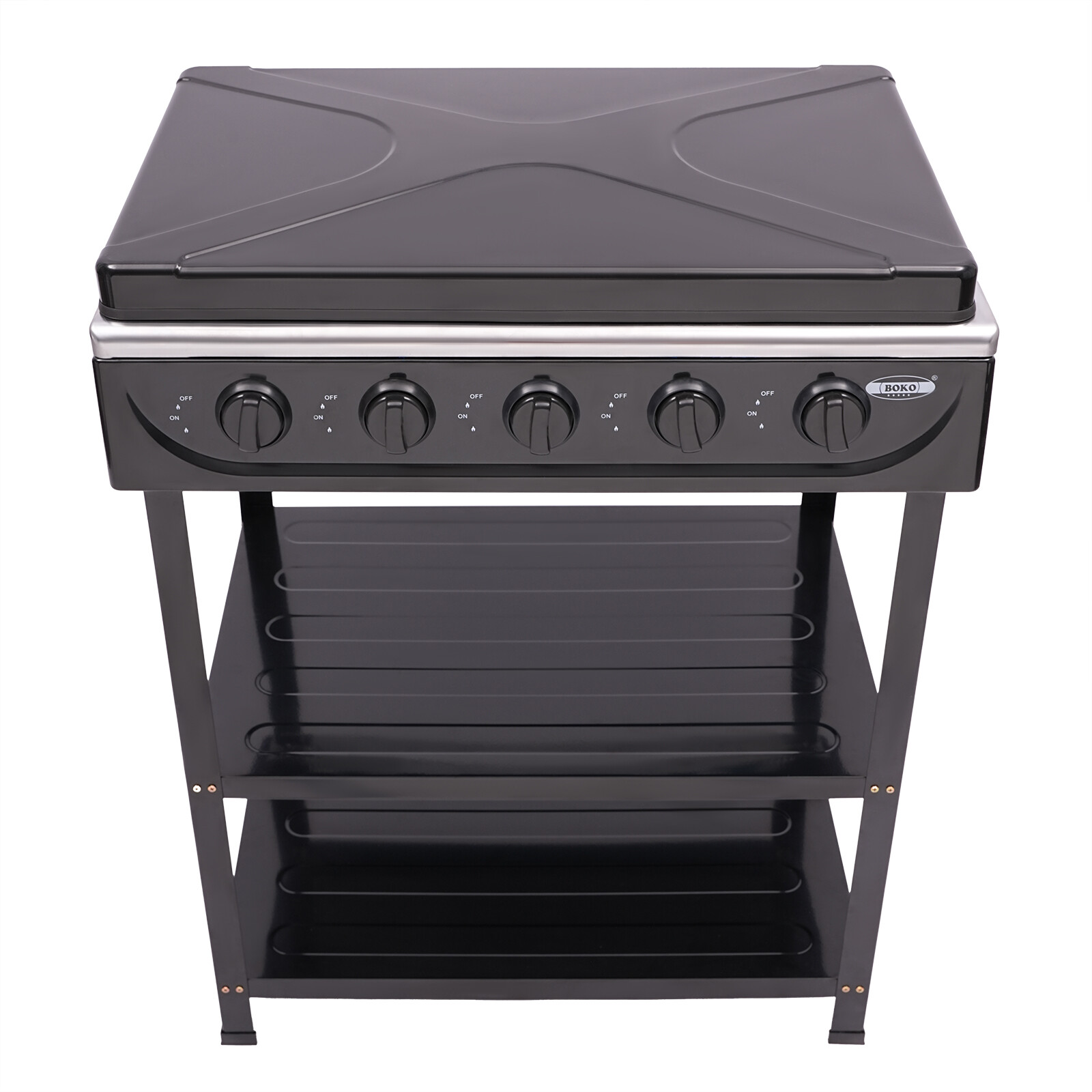 Outdoor Cooking Natural Gas Stove 5-Burners W/ Storage Rack For Camping/Kitchen