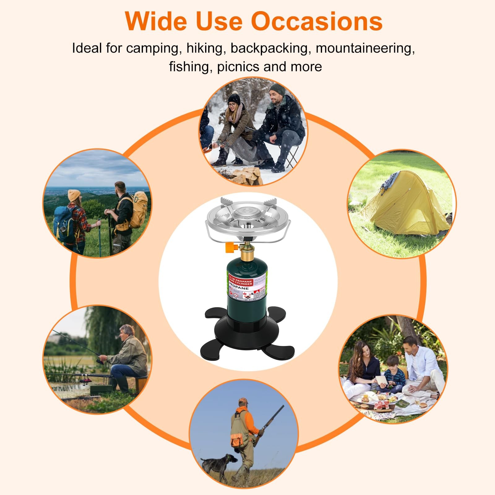 Camping Stove Propane Burner, Portable Camp Stove with Foldable Gas Tank Base…