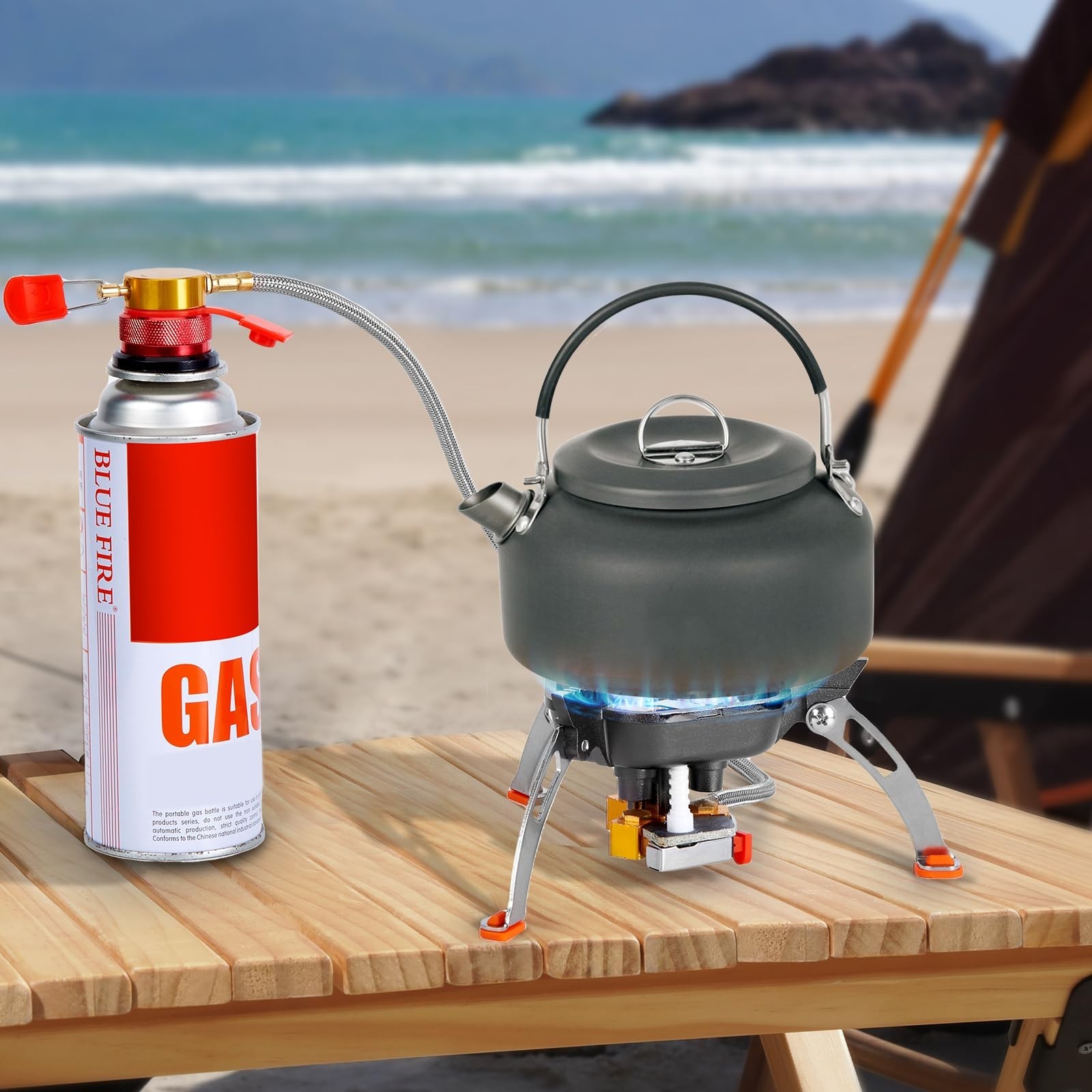 7200W Windproof Camping Stove with Adaptesr Bags for Outdoor