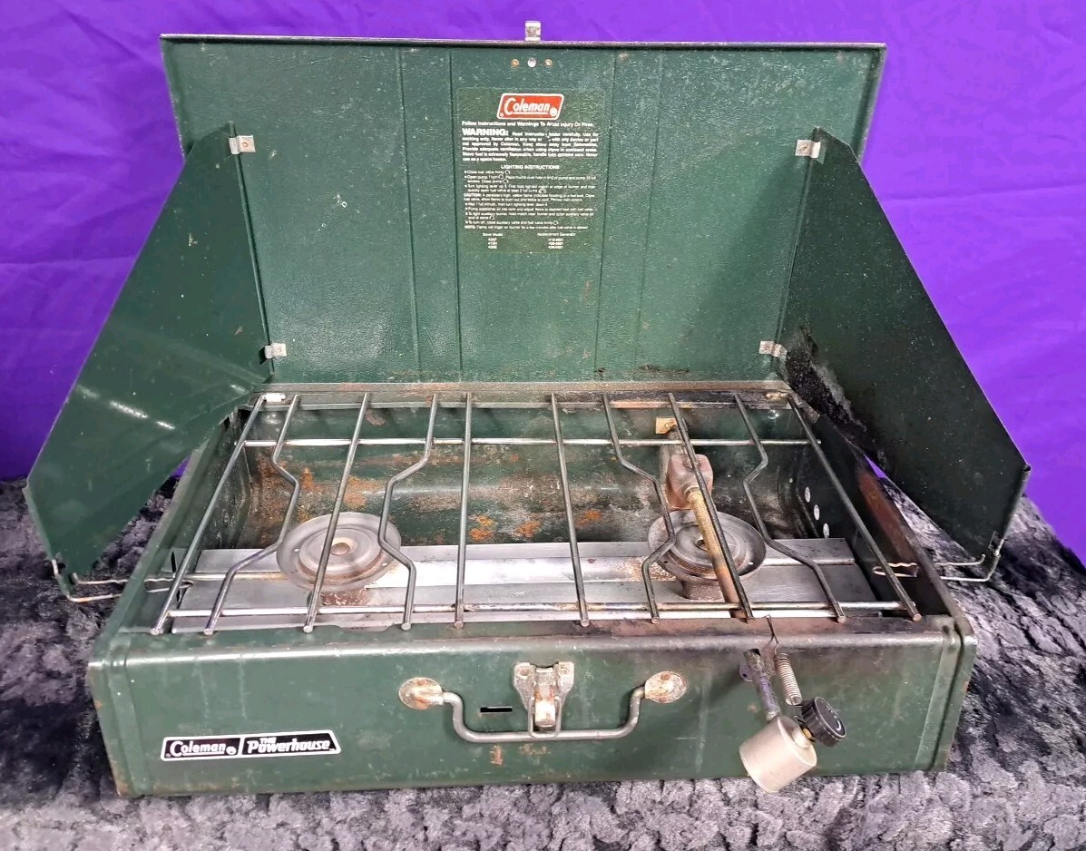 Coleman 413H 2 Burner Campstove Powerhouse NO TANK LP CONVERTED CLEAN & TESTED!