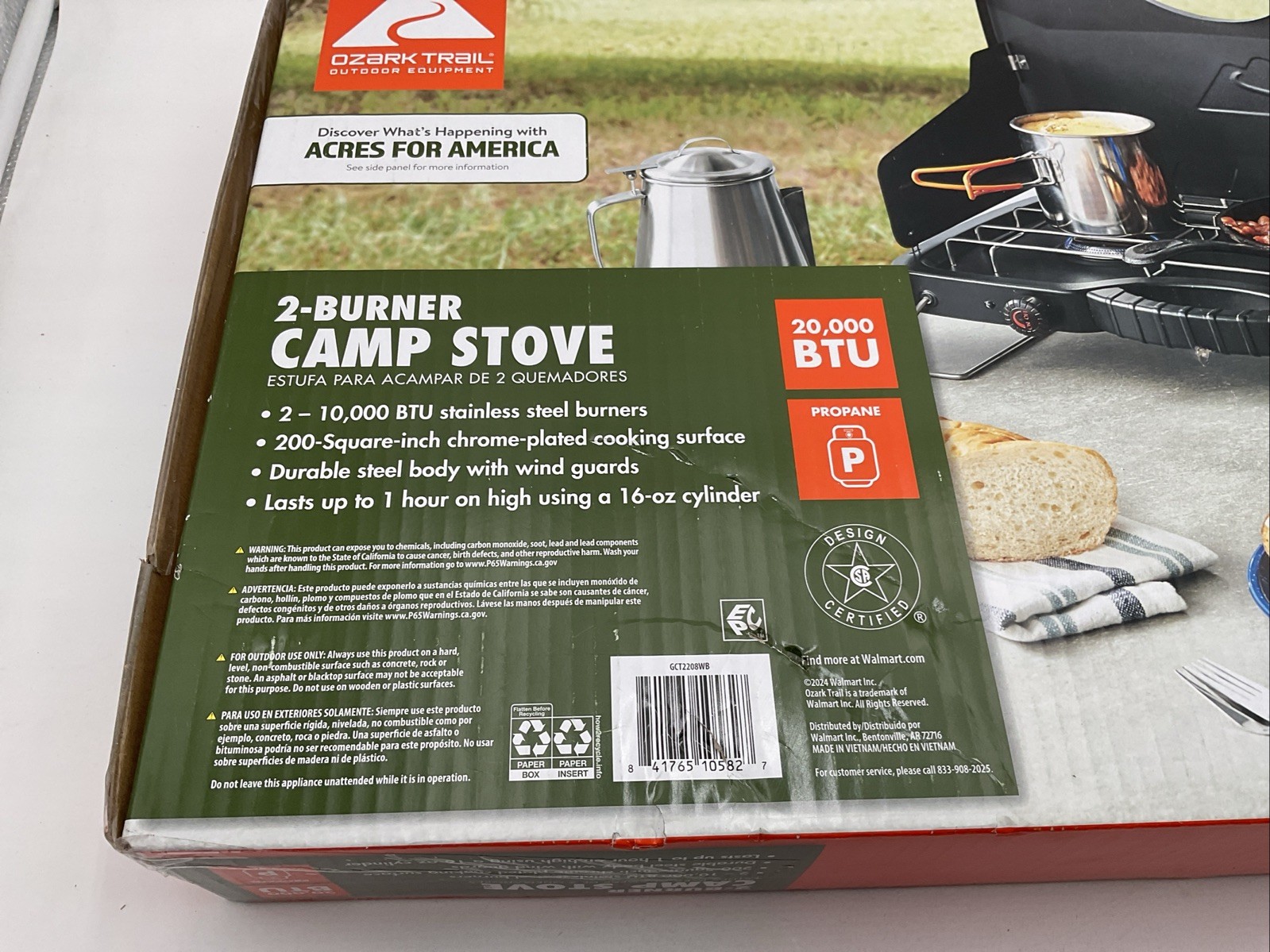 Ozark Trail 2 Burner Camp Stove 20,000 BTU Propane Portable New Open Box