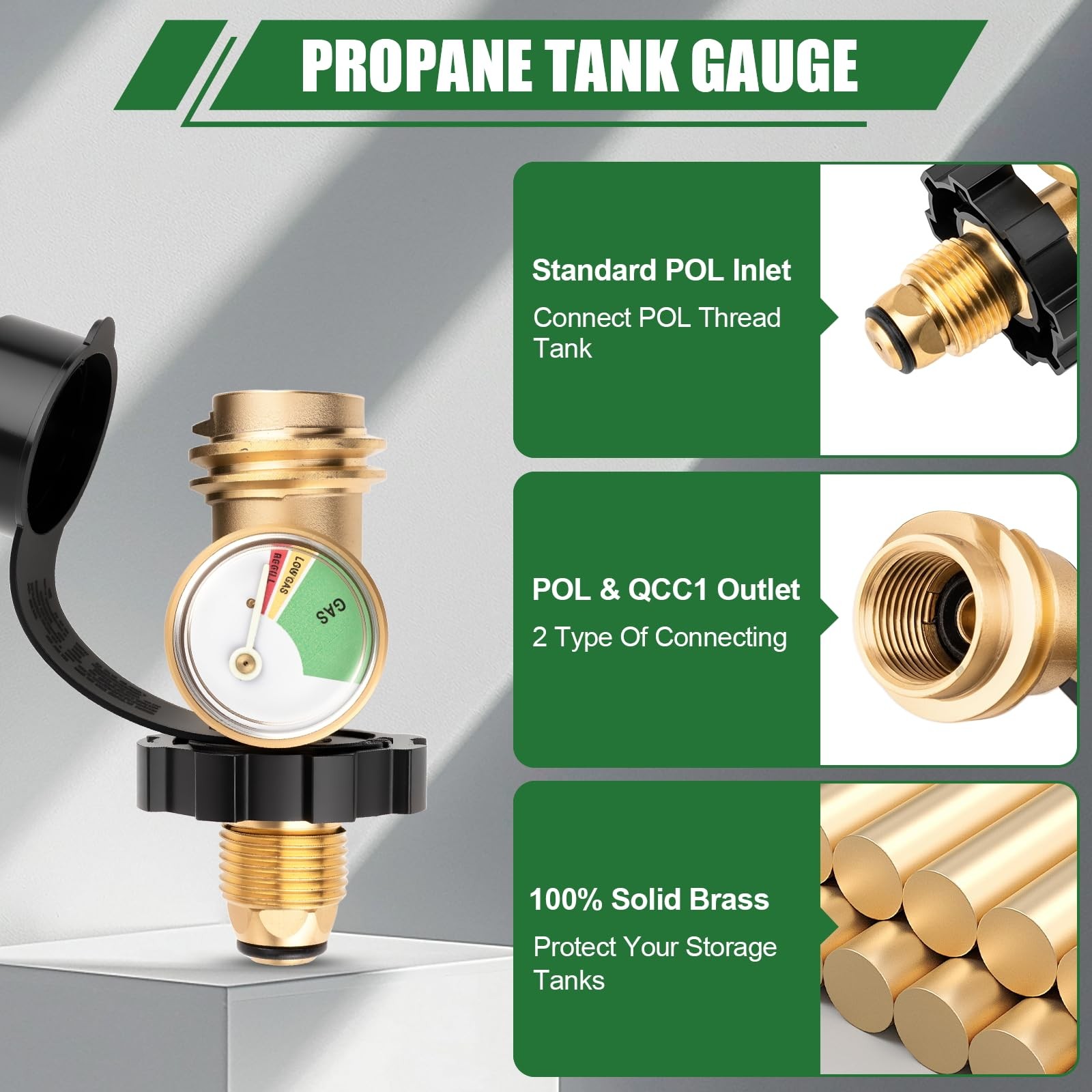 YEYETUO 100 lb Propane Tank Adapter, Gauge with Gauge, yellow