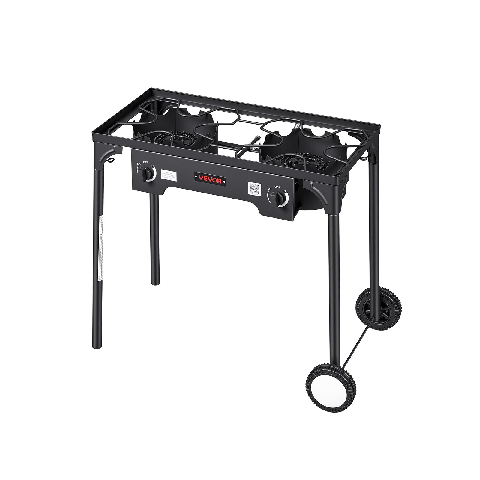 VEVOR 2 Burner Propane Gas Stove 150000 BTU Outdoor Camping Cooker with Wheels