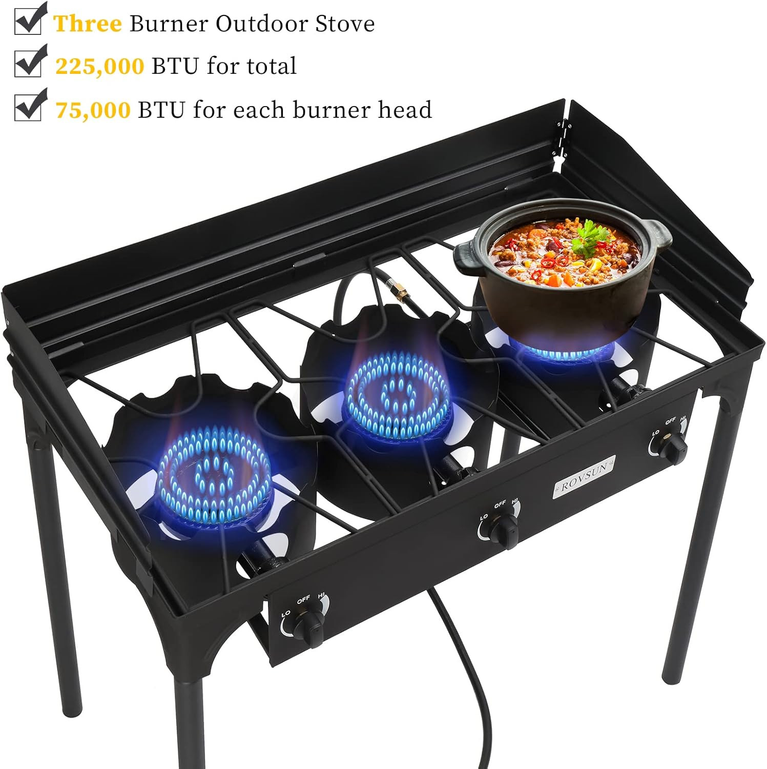 ROVSUN 2/3 Burner Outdoor Propane Gas Stove High Pressure Stand Cooker for Backy
