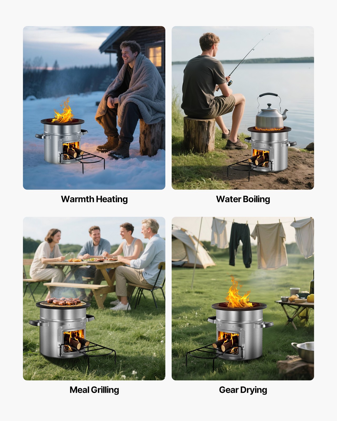 VEVOR Camping Rocket Stove Wood Burning Portable Rocket Stove with Carrying Bag