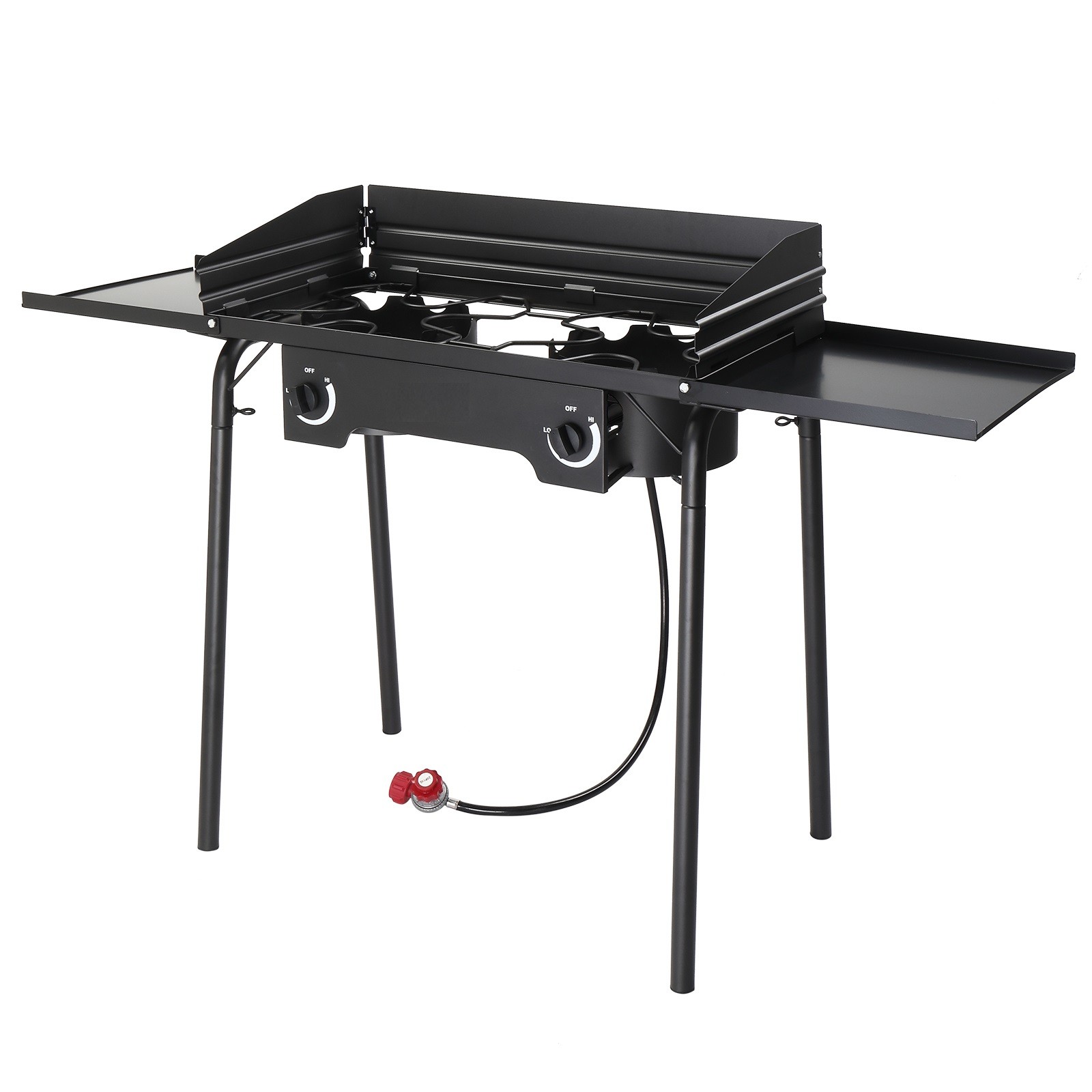 Portable Propane 150,000 BTU 2 Gas Burners Outdoor Cooker Stove BBQ Grill, Black