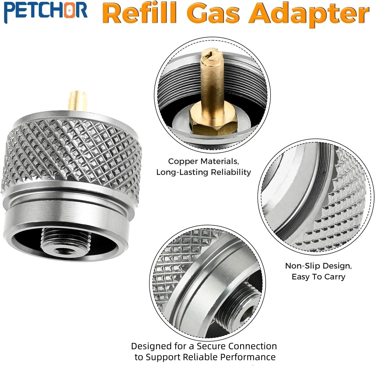 3PCS Camping Stove Gas Refill Adapter Set, Propane Isobutane Butane Valve Conver