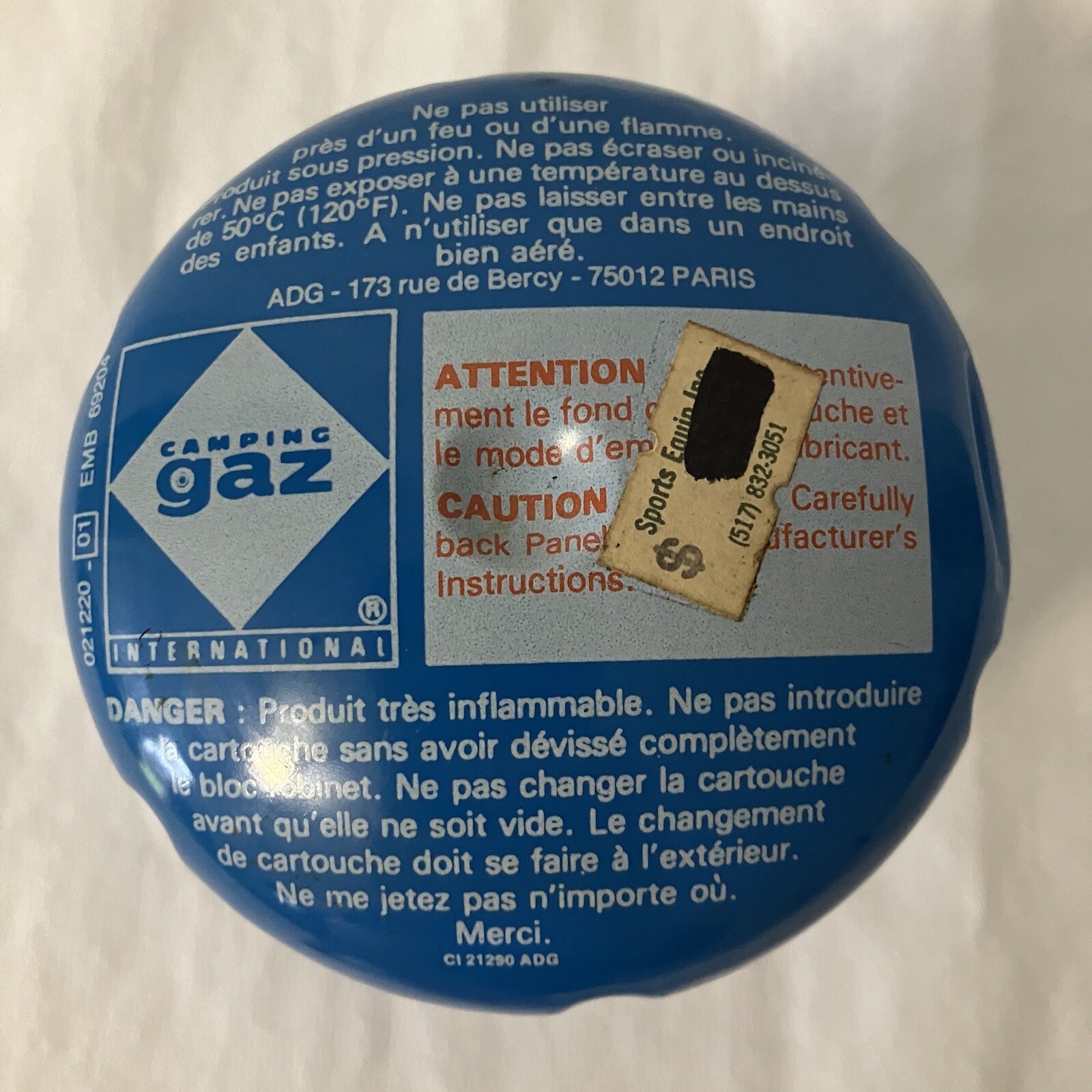 Vintage Camping Gaz C 206 6.75 OZ Fuel Cartridge/Can Propane/Butane NOS (READ)