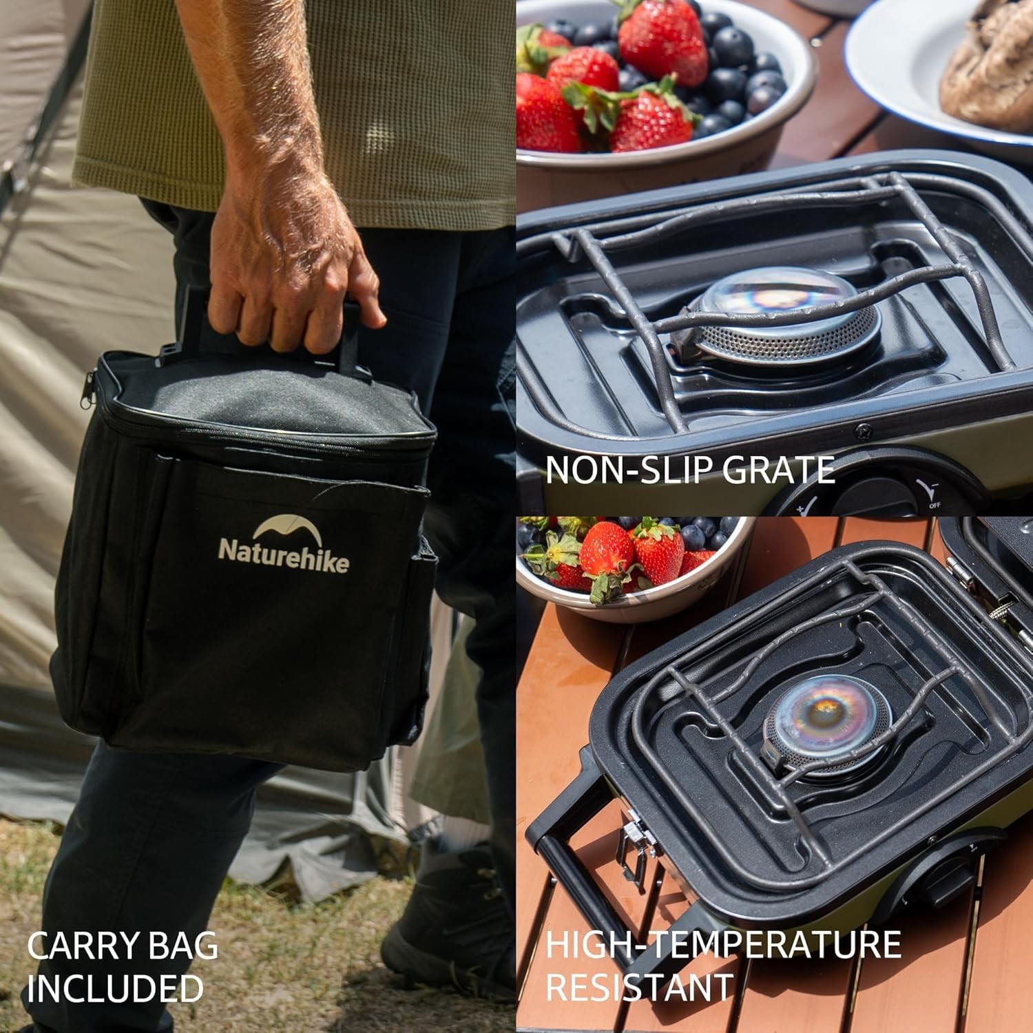 Lightweight Folding Camp Stove with Carry Bag and High Energy Output for Camping