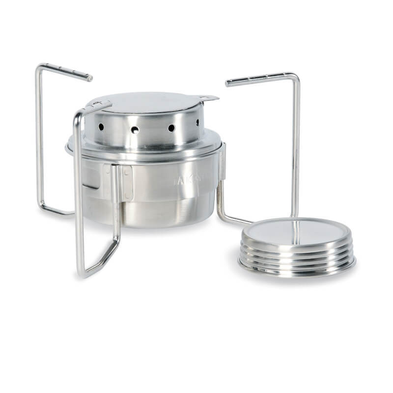 TATONKA ALCOHOL BURNER SET / SPIRIT STOVE WITH STAND 18/8 STAINLESS STEEL