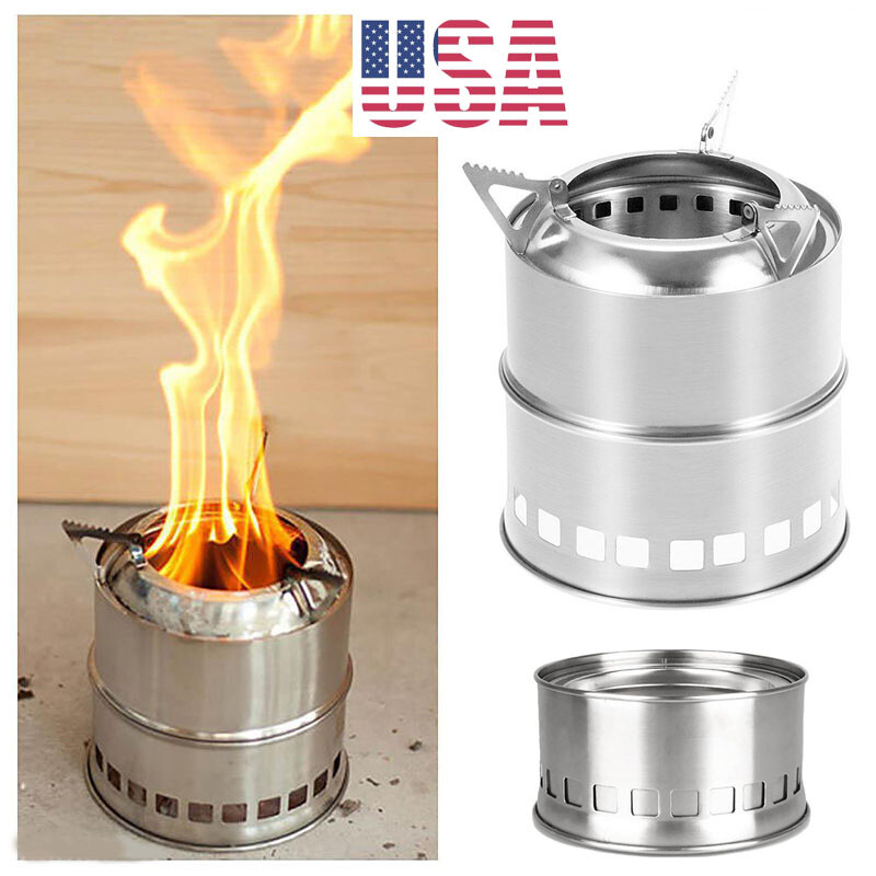 Outdoor Camping Wood-burning Stove Backpacking Portable Survival BBQ Panic Stove