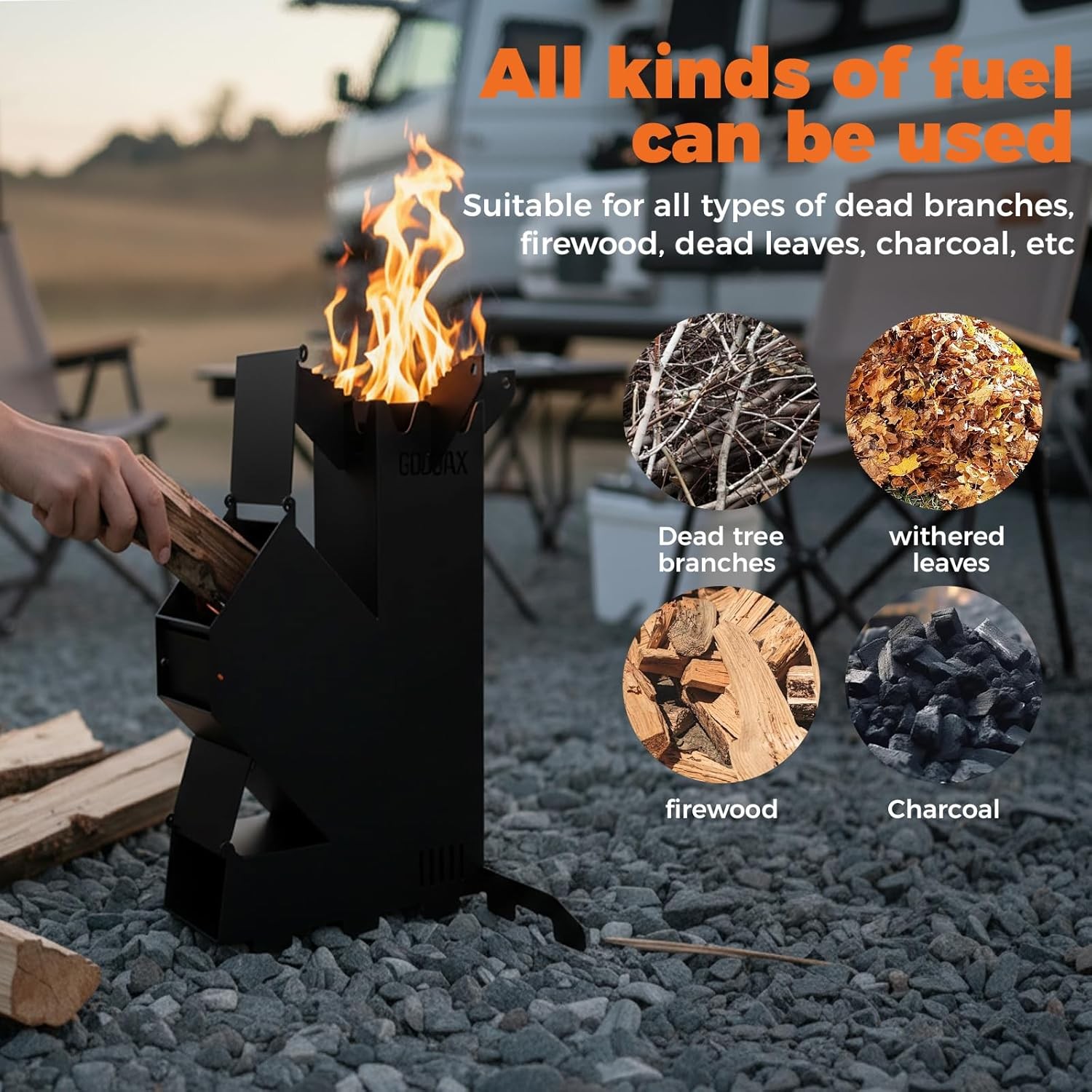 Rocket Stove for Cooking Portable Wood Burning Wood Fire Camping Backyard Cookin