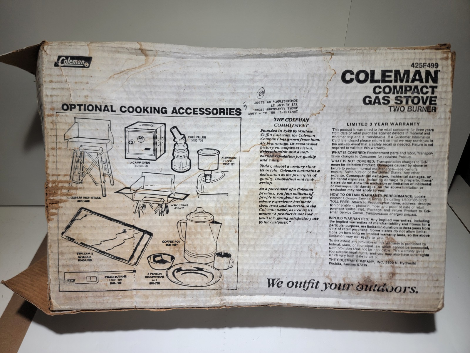 1987 Coleman 425F499 Gas Stove 2 Burner Green NEVER USED