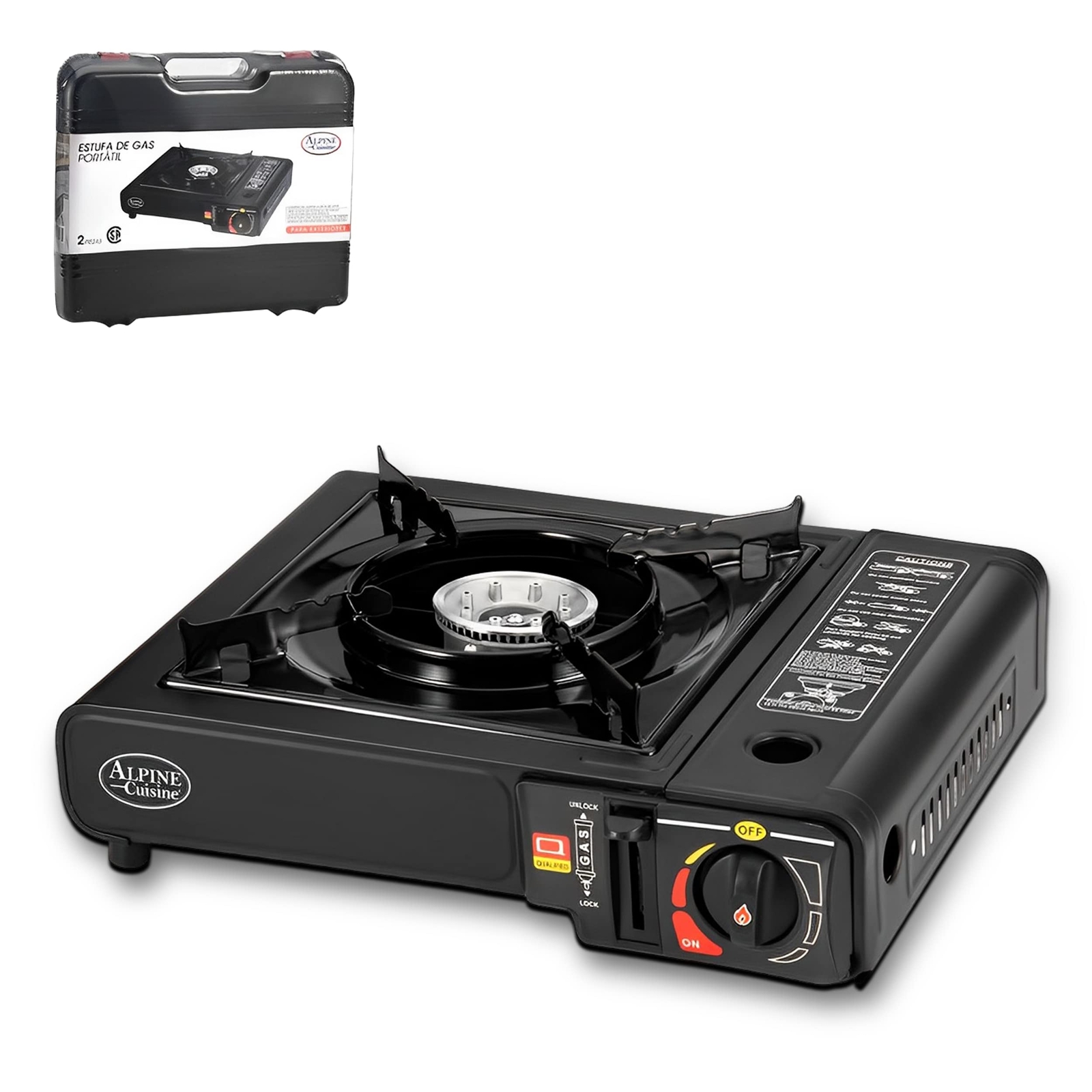 Alpine Cuisine Iron Butane Gas Stove with Customized Package, Camp Kitchen