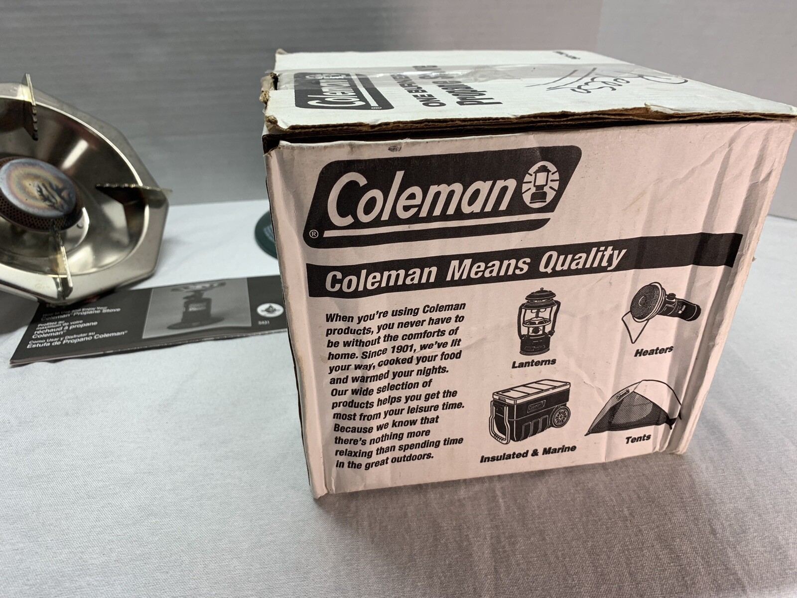 Vintage Coleman #5431-700G One Burner Propane Stove with Stand & Box