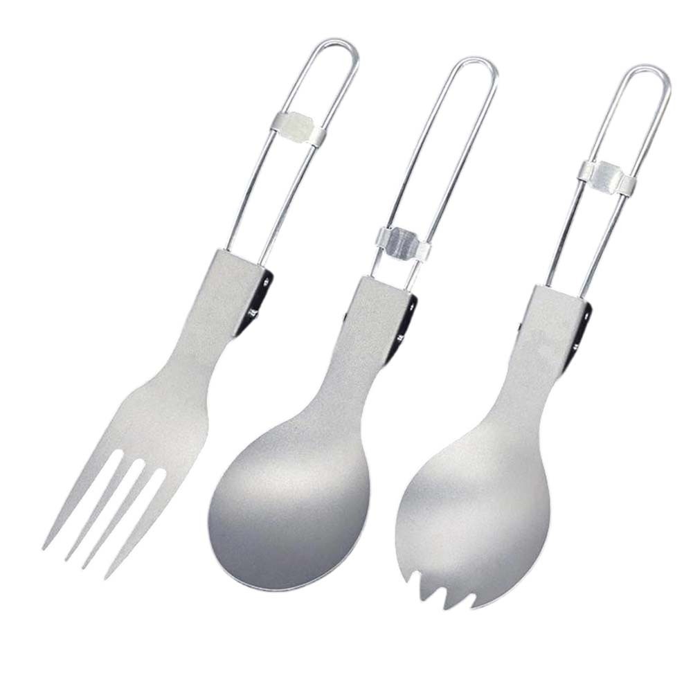 Ultra-Light 17.9g Pure Titanium Fork & Spoon Set Compact for Outdoor Dining